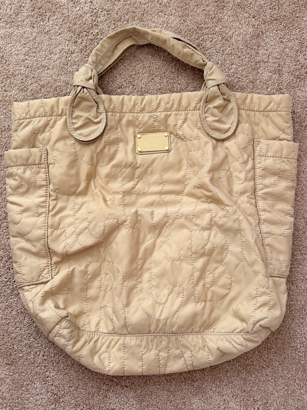 Marc By Marc Jacobs Quilted Tan Tote with Top Handles
